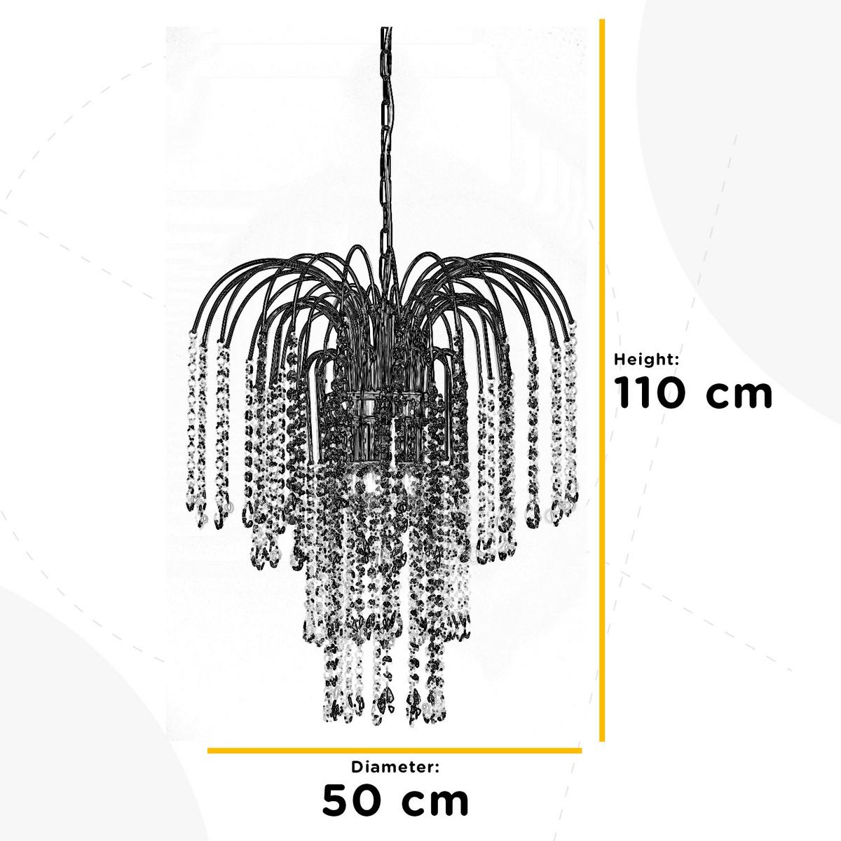 Kristall-Hängeleuchte Pioggia Goldfarben max. 6 Watt - Goldfarben, KONVENTIONELL, Glas/Metall (50/110cm)