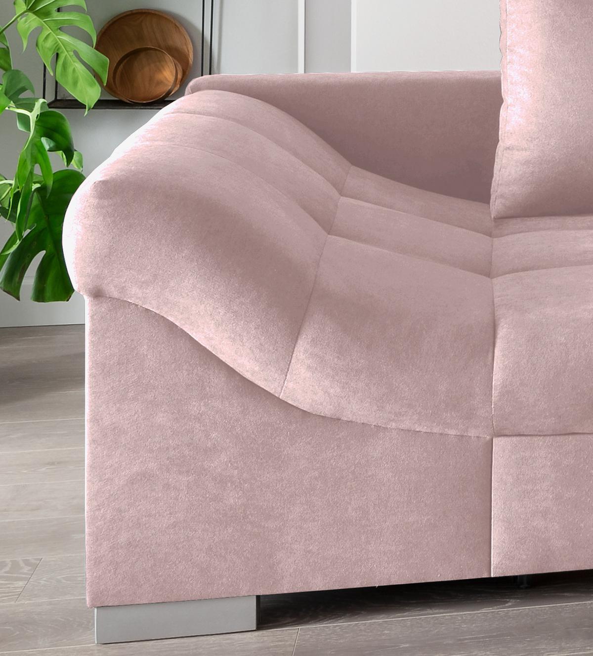 Wohnlandschaft Alvito Rosa Nylon/Mikrofaser - Silberfarben/Rosa, Design, Holz/Textil (298/202cm) - MID.YOU