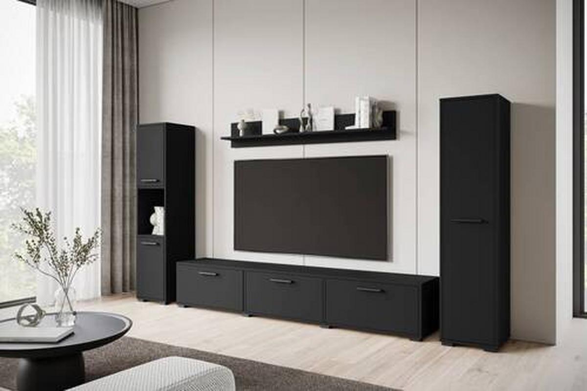 WOHNWAND BOGOTA XL SCHWARZ - Schwarz, Basics, Holzwerkstoff/Kunststoff (240/130/31cm) - MID.YOU