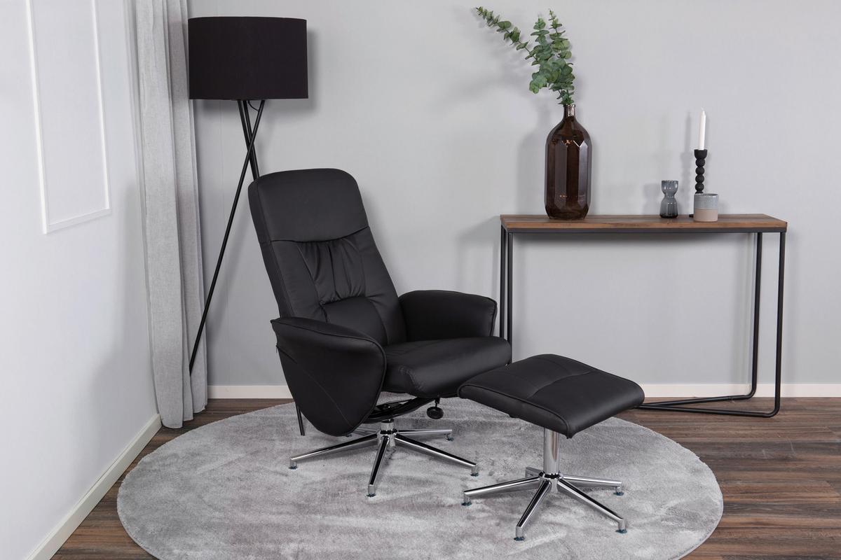 RELAXSESSELSET ROLF - Schwarz, Design, Textil/Metall (77/104.5/82cm) - Livetastic