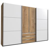 DULAP USI CULISANTE MAGIC - alb/culoare lemn stejar, Modern, material pe bază de lemn (300/216/65cm) - Premium Living