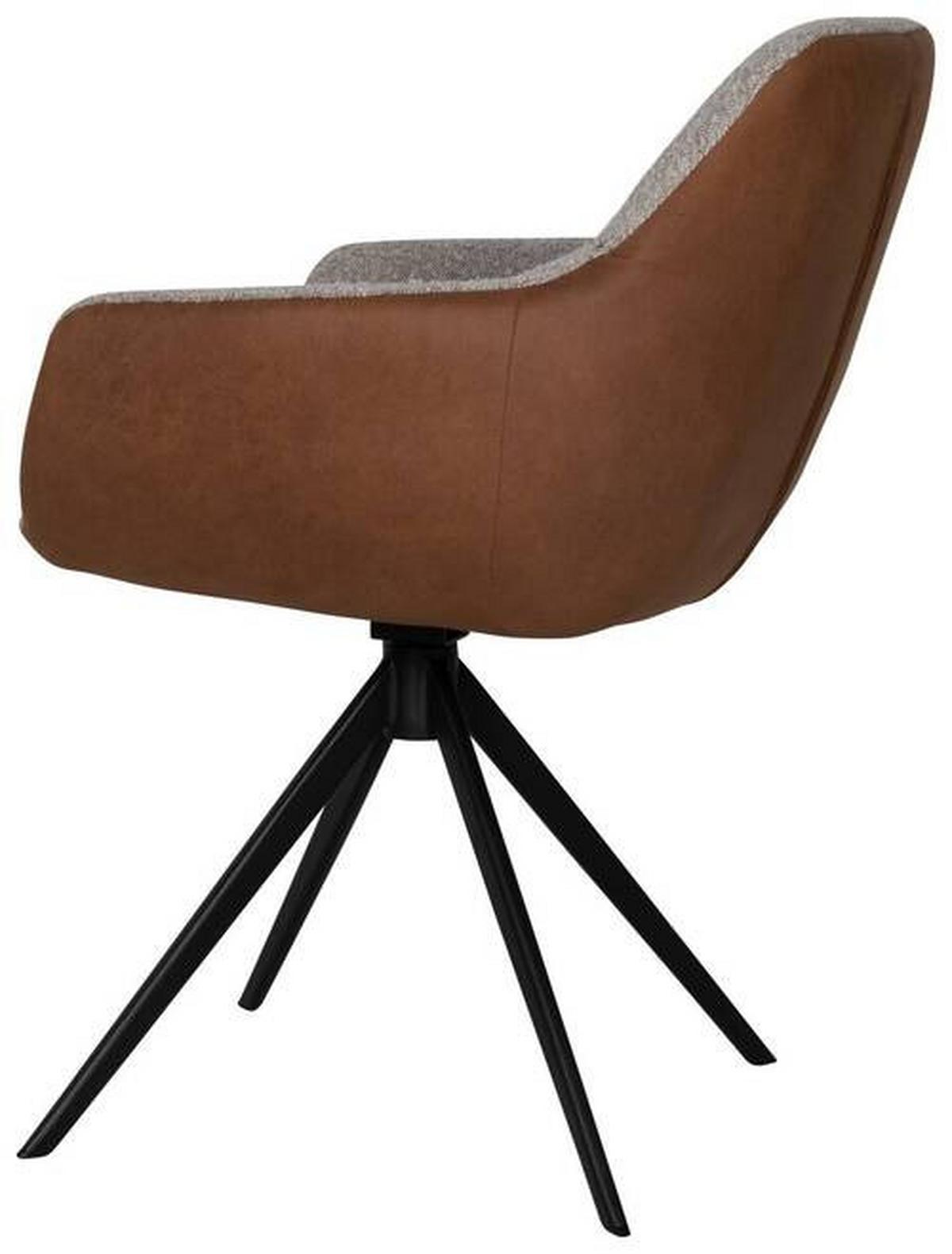 KRZESŁO Z PODŁOKIETNIKAMI FONS - greige/czarny, Design, metal/tkanina (61/85/61cm) - Valdera