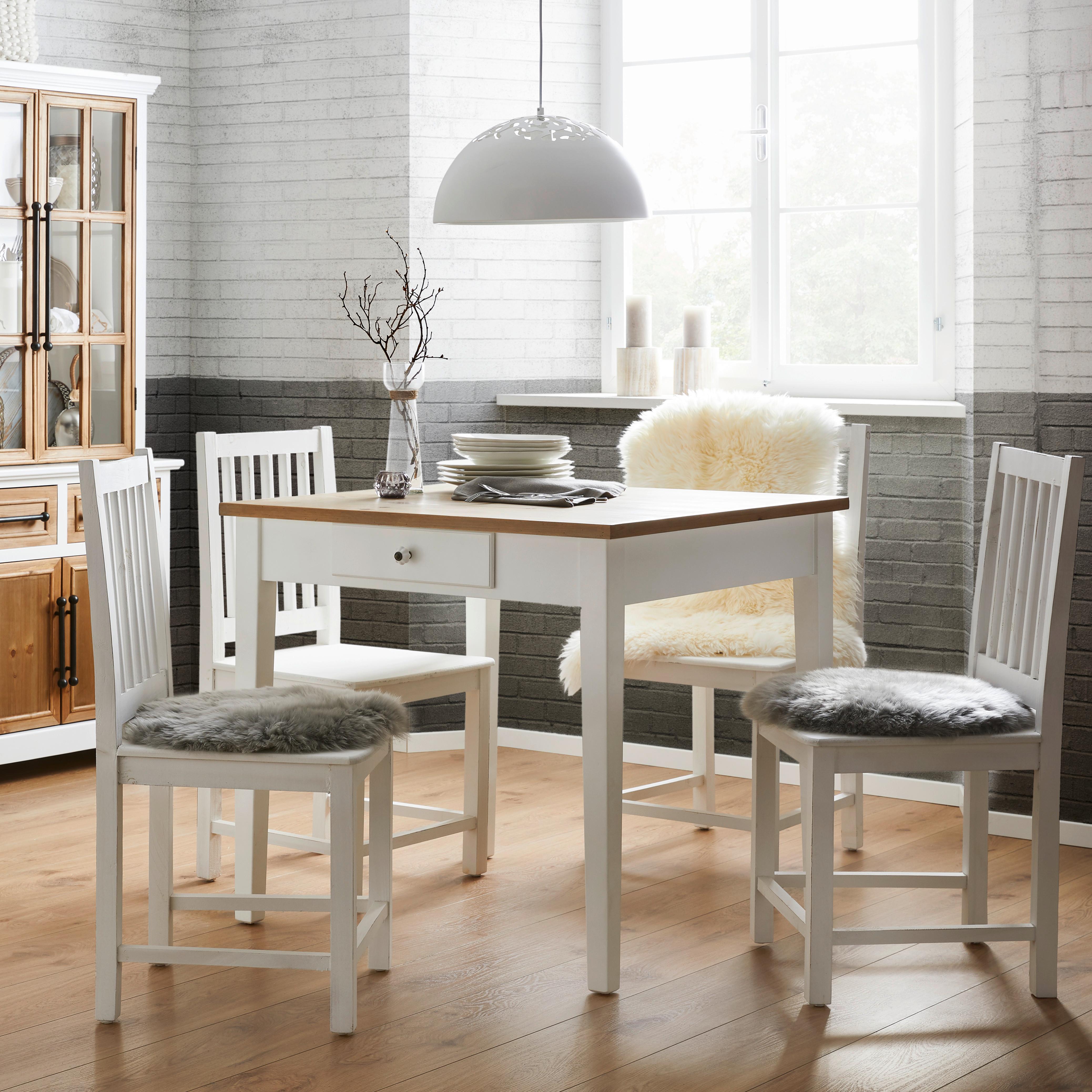 MATBORD CAMDEN - vit/furufärgad, Design, trä (86/80/79cm) - Bessagi Home