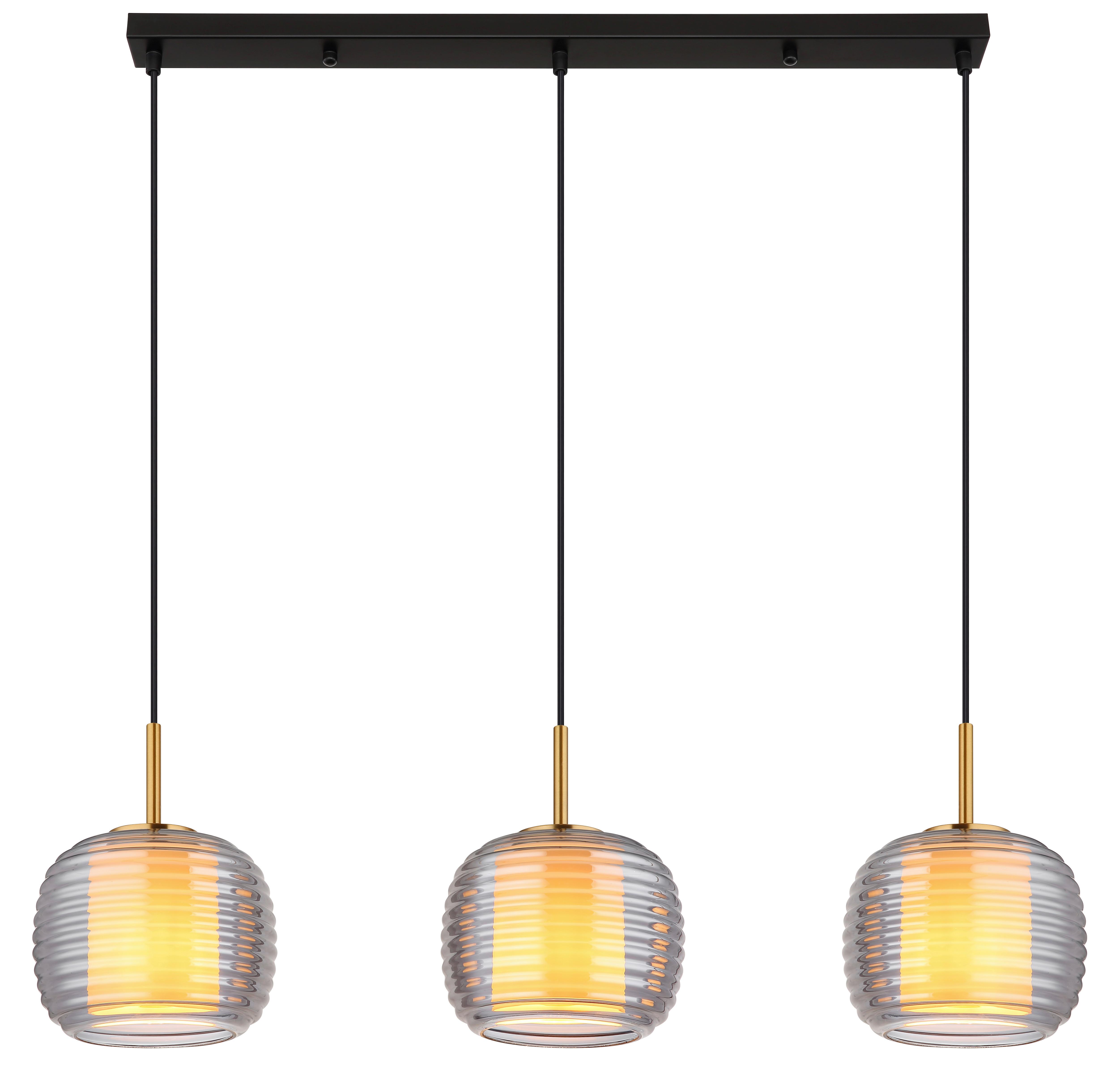 Hängeleuchte Lampigna Schwarz/Messingfarben max. 60W - Messingfarben/Schwarz, Konventionell, Glas/Kunststoff (91/21/150cm) - Globo