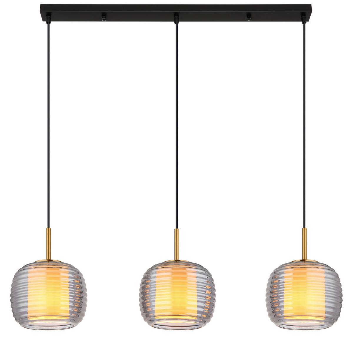 Hängeleuchte Lampigna Schwarz/Messingfarben max. 60W - Messingfarben/Schwarz, KONVENTIONELL, Glas/Kunststoff (91/21/150cm) - Globo