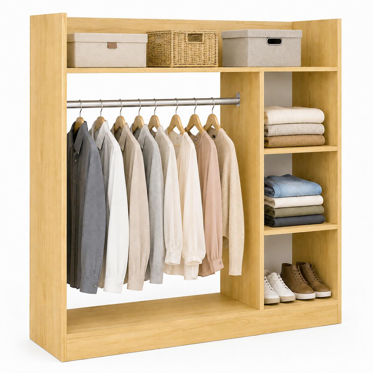 Offener Kleiderschrank Palosa "l" - Honigeiche, Modern, Holzwerkstoff/Metall (124/120/35cm) - Livetastic