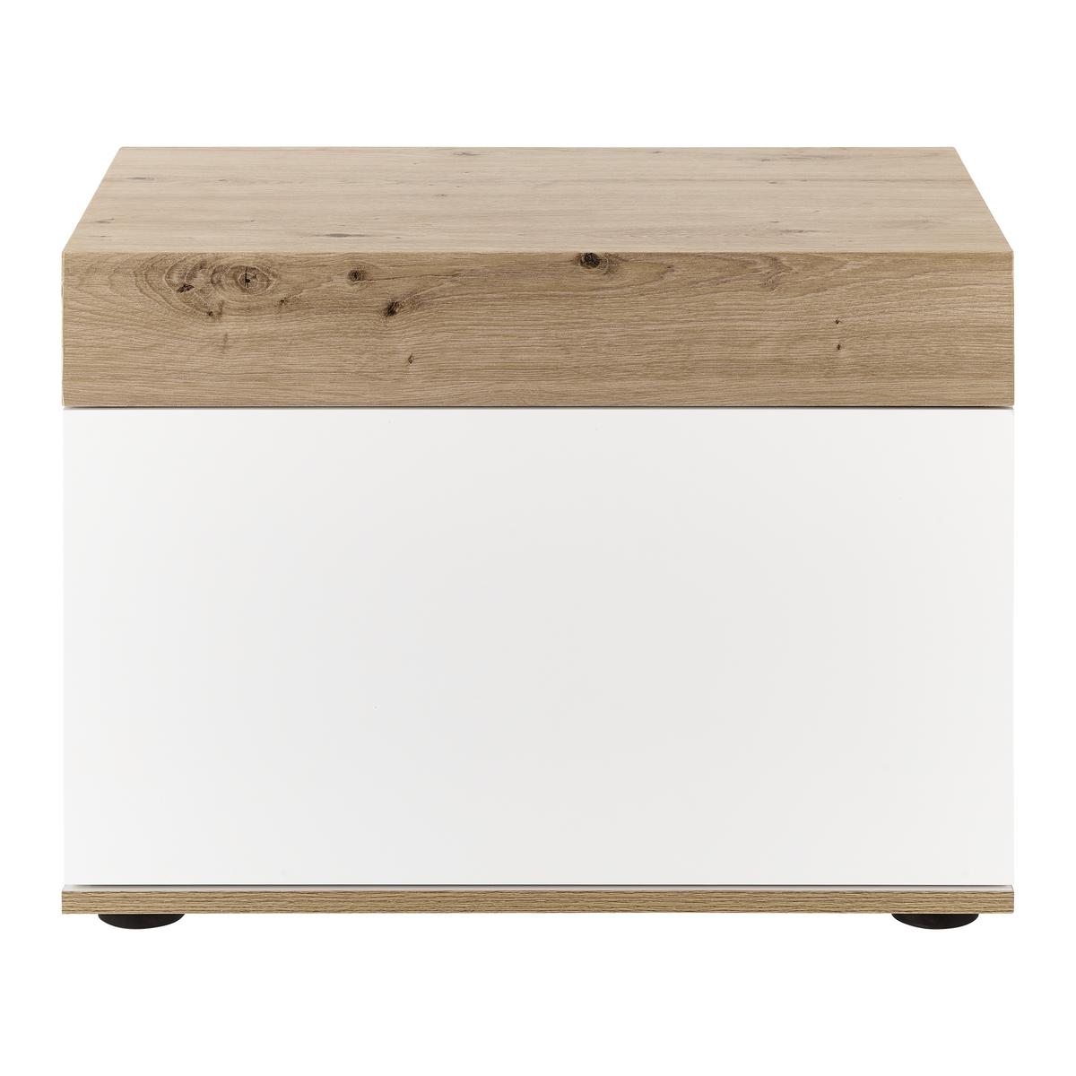 Schuhkipper Cara Weiß/Eichefarben MDF - Eichefarben/Weiß, MODERN (60/45/40cm) - Bessagi Home