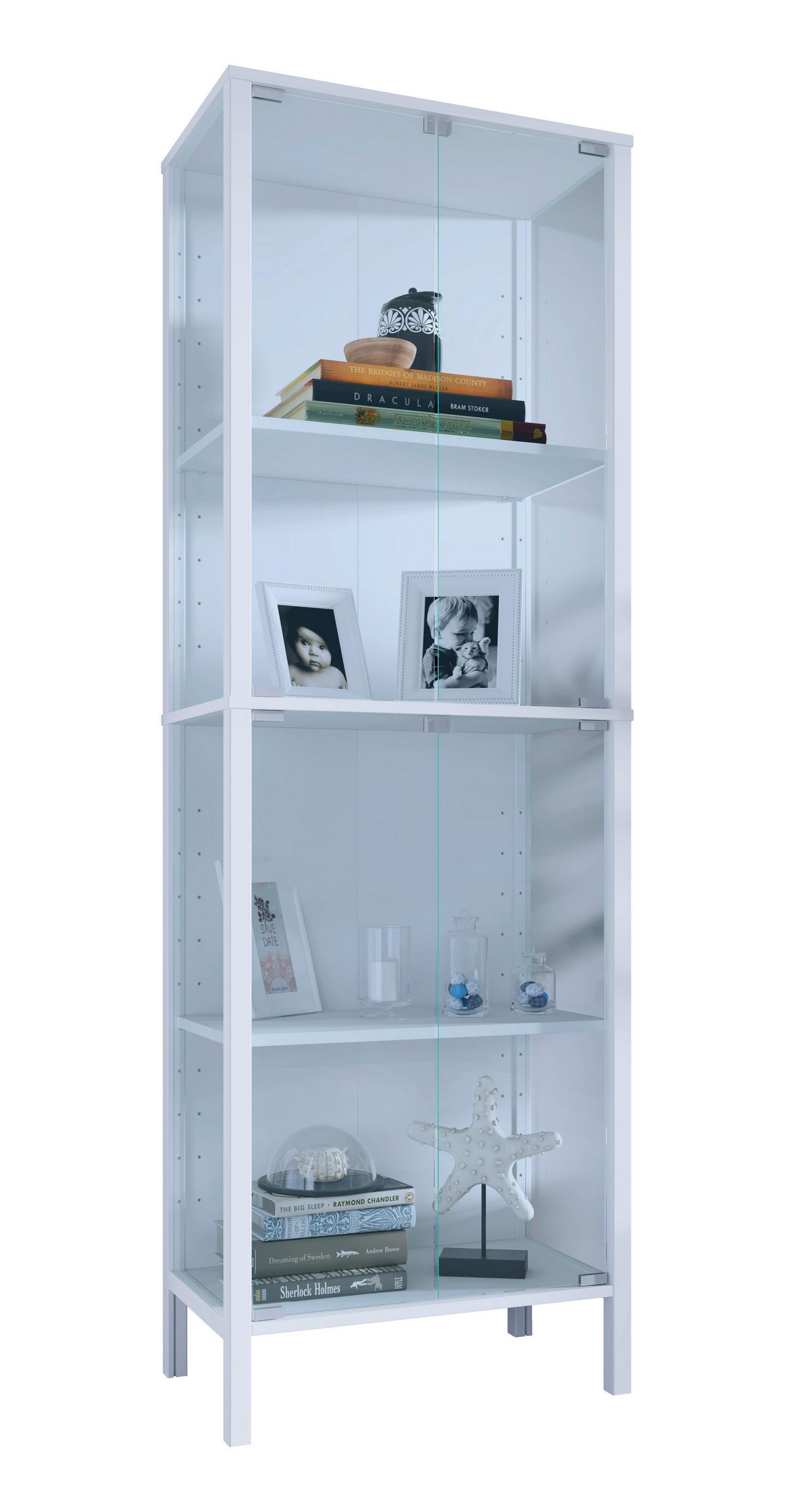 Vitrine Jensol Weiß/Klar - Klar/Weiß, Design, Glas/Holzwerkstoff (60/178/35cm) - Livetastic
