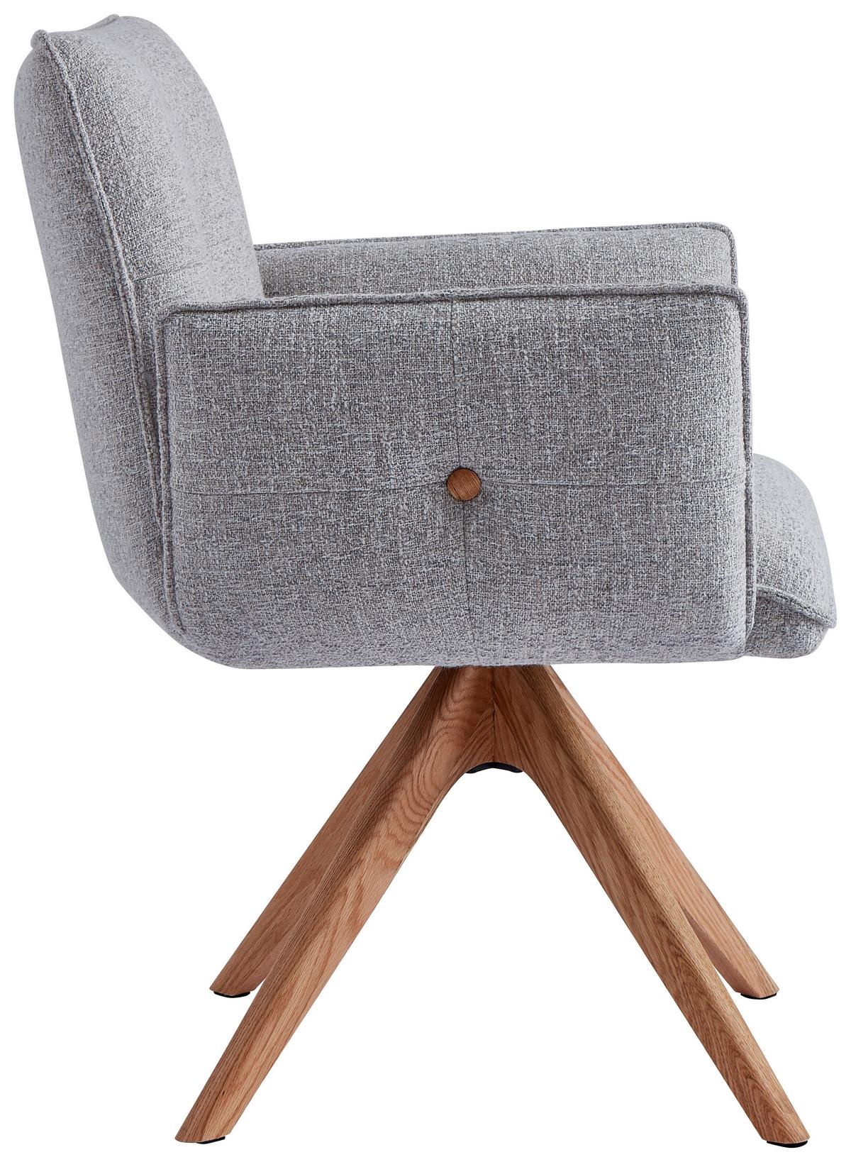 KRZESŁO Z PODŁOKIETNIKAMI COCO 2.0 -EXKLUSIV- - kolor dębowy/taupe, Design, drewno/tkanina (63/63/82cm) - Novel