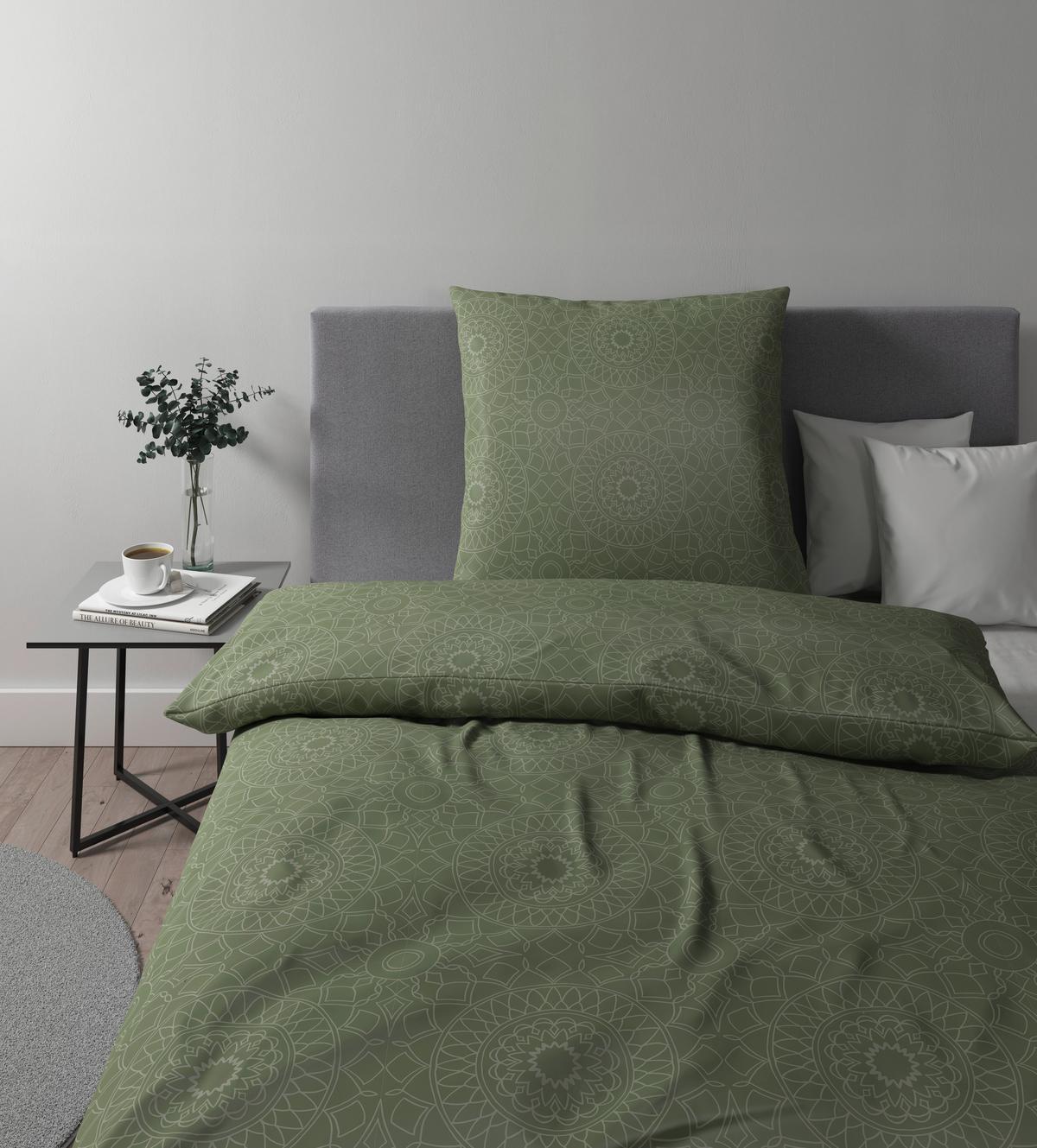 Bettwäsche Elisa in Grün ca. 135x200cm - Beige, MODERN, Textil (135/200cm) - Premium Living