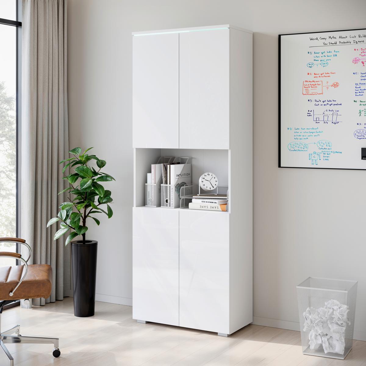 Arhivska Omara Vera 70, Bela - bela/visoki sijaj, Design, leseni material (68/181,9/33cm) - Livetastic