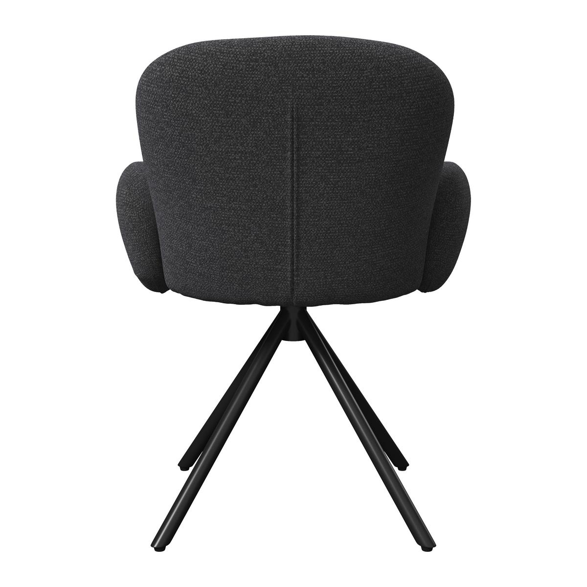 Armlehnstuhl Josea Dunkelgrau Chenille Drehbar Gepolstert - Dunkelgrau/Schwarz, MODERN, Holz/Textil (64/85/63cm) - Bessagi Home