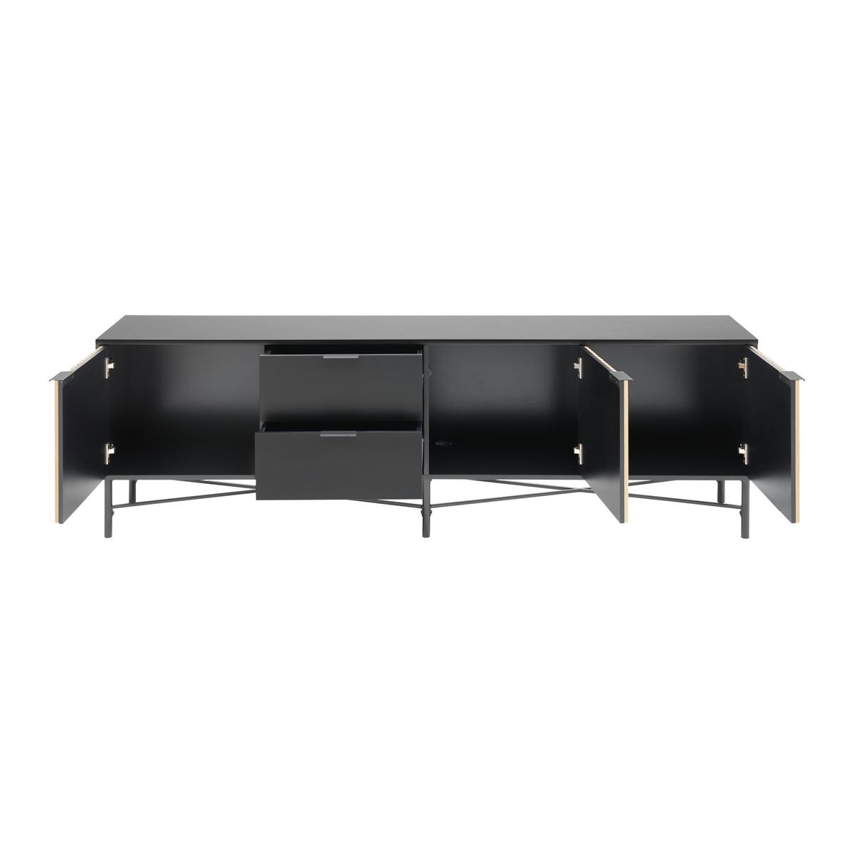 Lowboard Madrid Schwarz/Naturfarben massiv - Eichefarben/Schwarz, MODERN, Holz/Holzwerkstoff (195/60/40cm) - Mömax