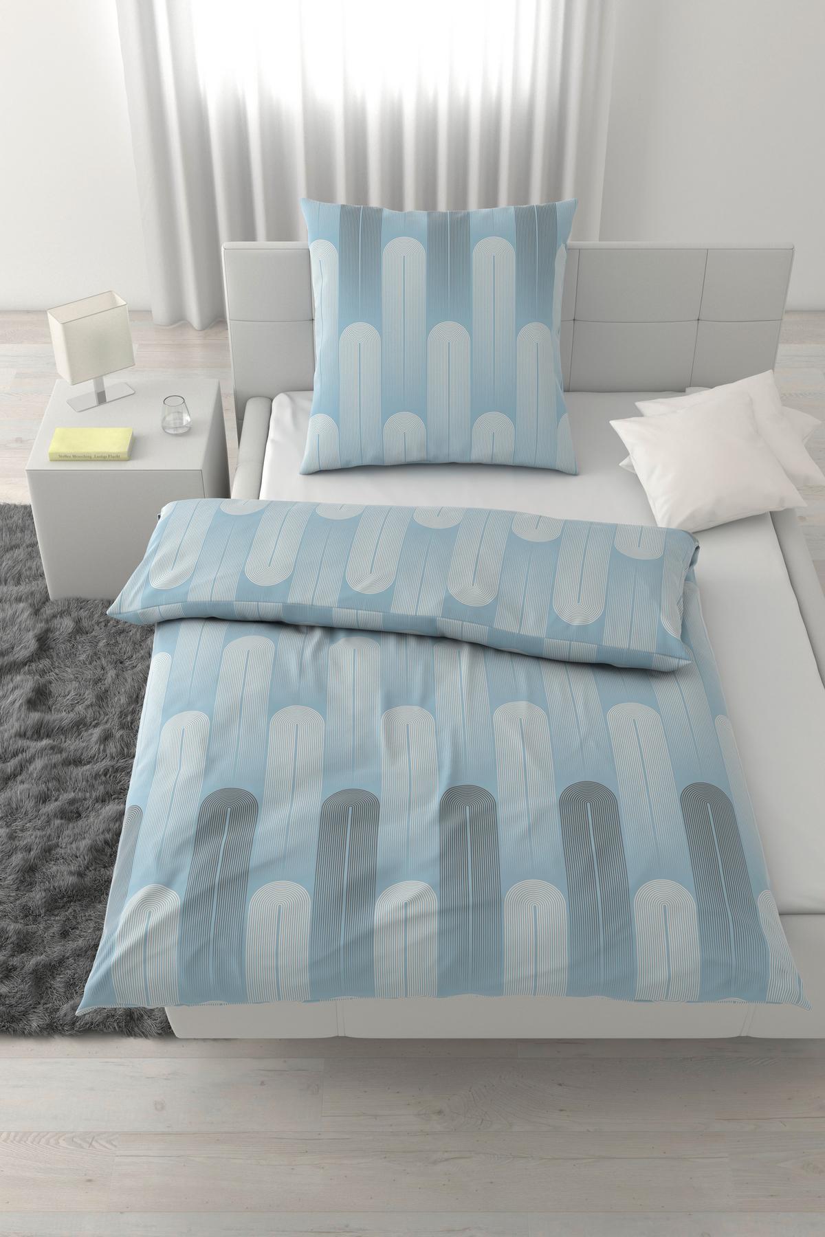 Bettwäsche Veix Blau/Grau ca. 135x200cm - Blau/Grau, Textil (135/200cm) - Mömax