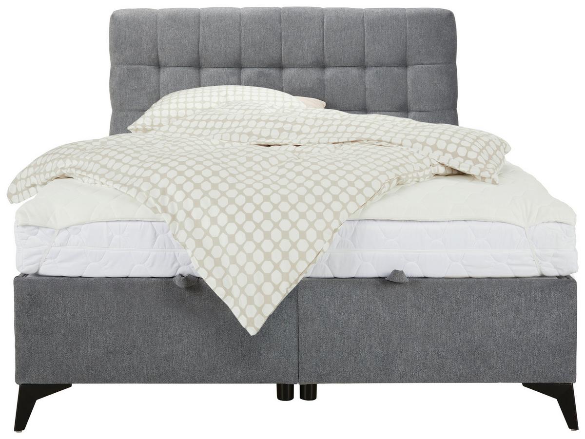 Boxbett in Grau ca. 140x200cm - Schwarz/Grau, KONVENTIONELL, Holzwerkstoff/Kunststoff (140/200cm) - Mömax