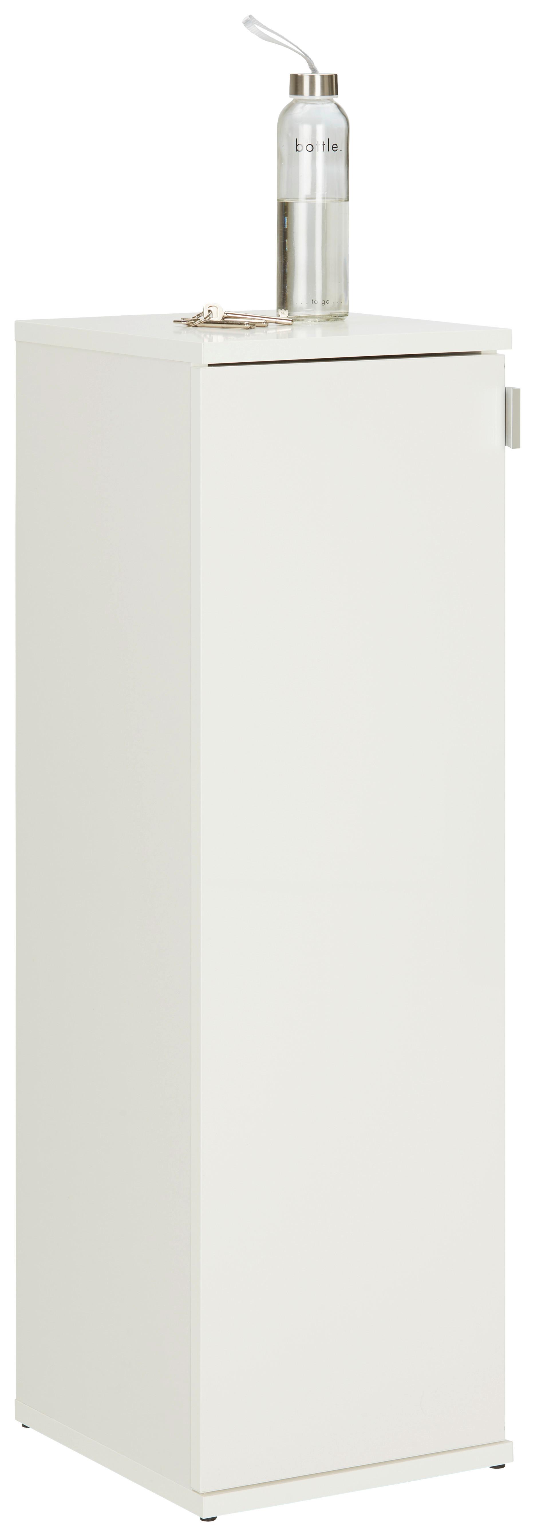 Schuhschrank in Weiß - Chromfarben/Weiß Hochglanz, MODERN, Holzwerkstoff/Metall (30/99/34cm) - Modern Living