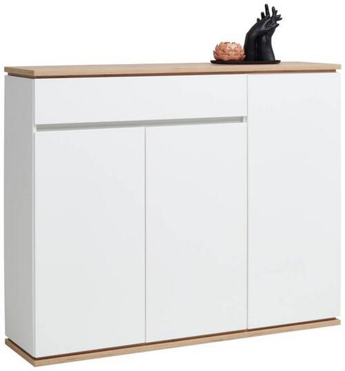 SZAFKA NA BUTY YAMAEL - biały/czarny, Design, materiał drewnopochodny/tworzywo sztuczne (135/112/38cm) - Xora