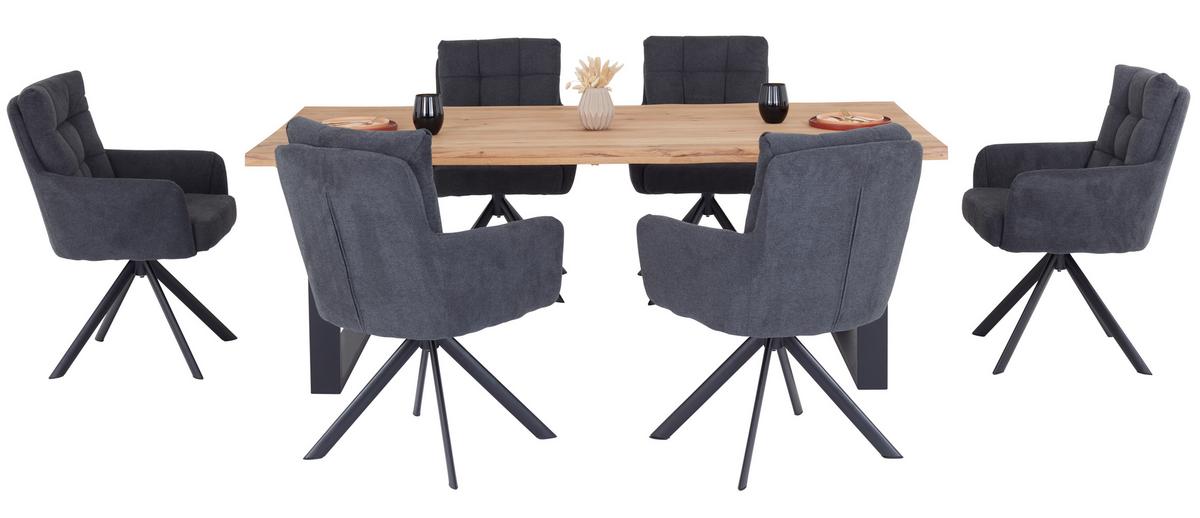 Masă WOOD 200 - culoare natur/negru, Konventionell, lemn/metal (200/75/100cm) - James Wood