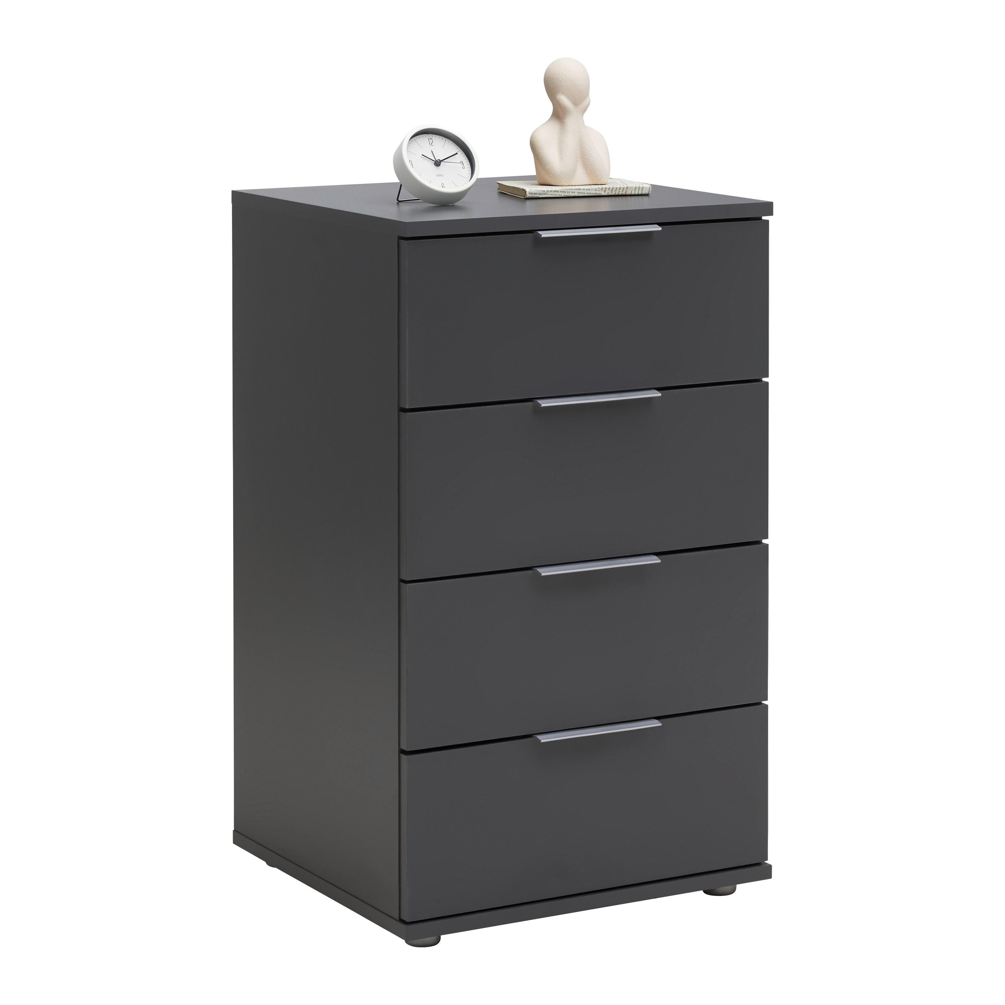 Éjjeliszekrény Cuatro - ezüst/antracit, Konventionell, műanyag/faalapú anyag (46/79/42cm) - Modern Living