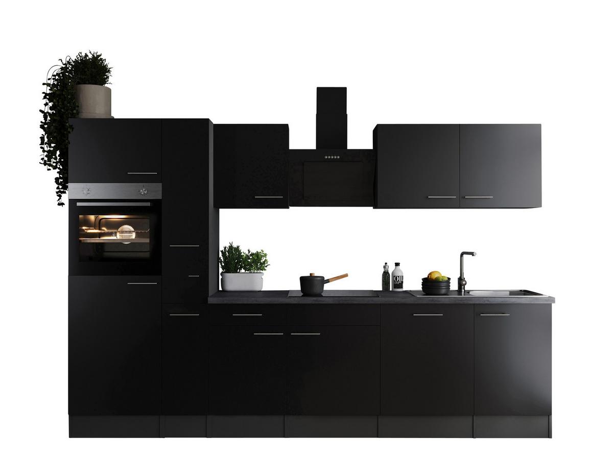 Kuhinjski Blok Z Aparati Oliver, 310cm - srebrne barve/črna, Design, kovina/leseni material (310cm) - Respekta