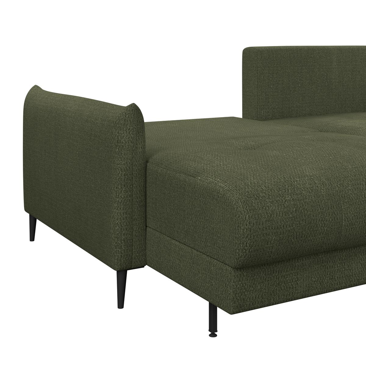 Kutna Garnitura Polis - maslinasto zelena/tamno zelena, Trend, tekstil/metal (221/142cm) - Ondega