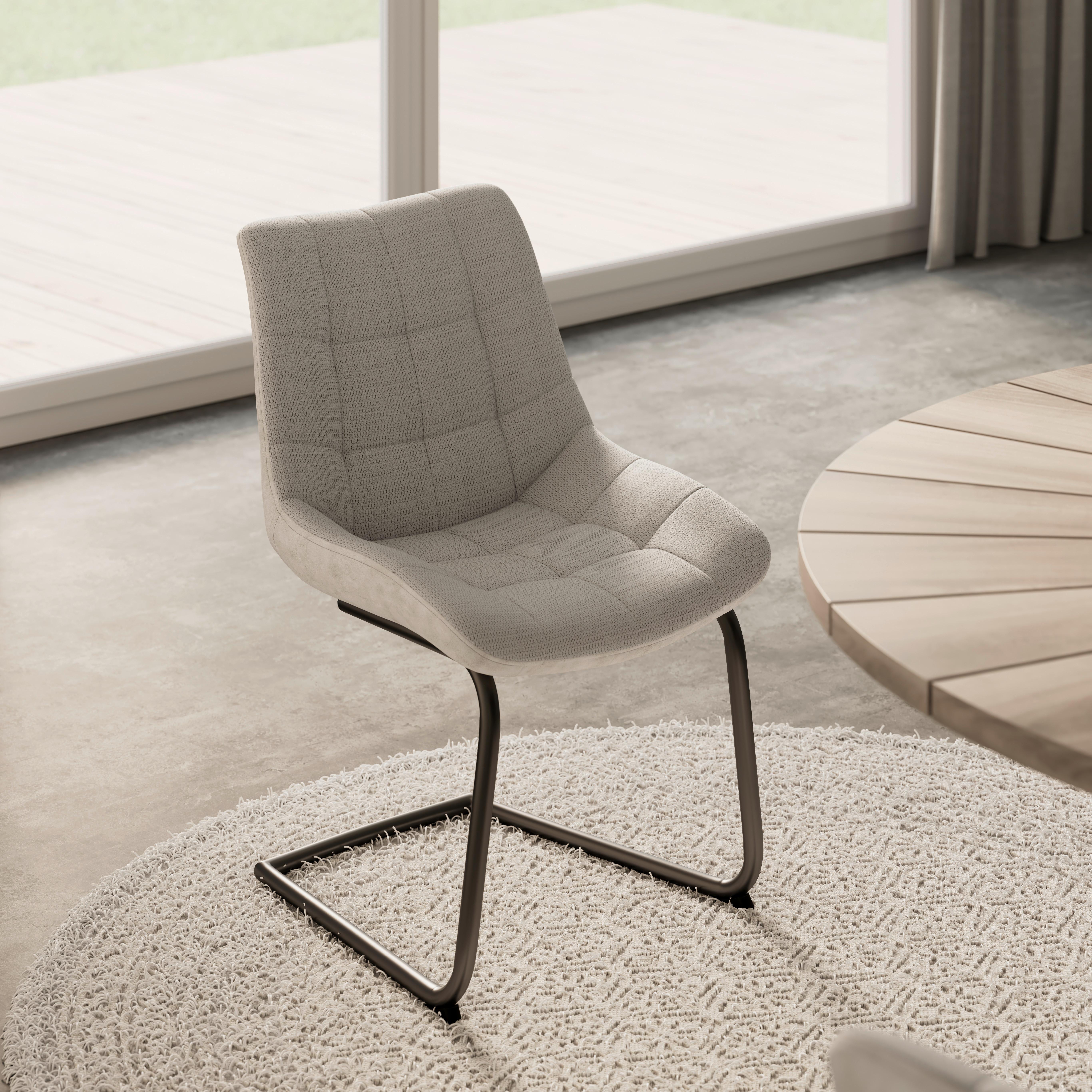 Schwingstuhl Marilea Creme Lederlook/Webstoff Gepolstert - Creme/Schwarz, MODERN, Holz/Textil (53/86/61cm) - Bessagi Home