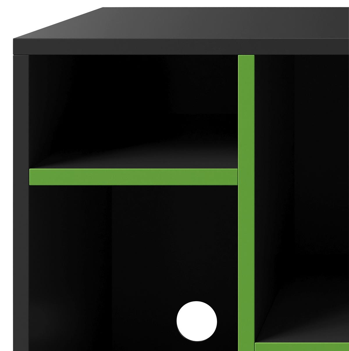 Sideboard Minecraft ca. 108x61x37 cm Schwarz/Grün - Schwarz/Grün, MODERN, Glas/Holzwerkstoff (108/61/37cm) - Minecraft