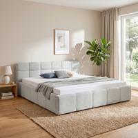 Polsterbett Ascona Hellgrau ca. 240x200cm - Hellgrau/Schwarz, KONVENTIONELL, Kunststoff/Textil (240/200cm) - Based