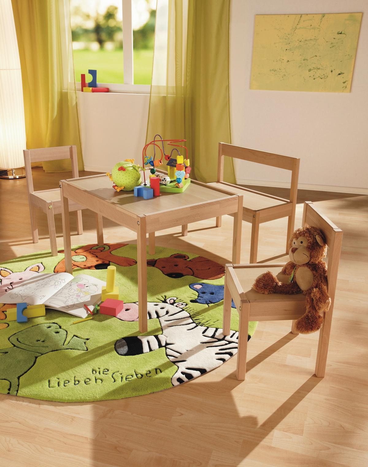 ZESTAW DO SIEDZENIA DLA DZIECI MAX - buk twardzielowy, Basics, drewno - My Baby Lou