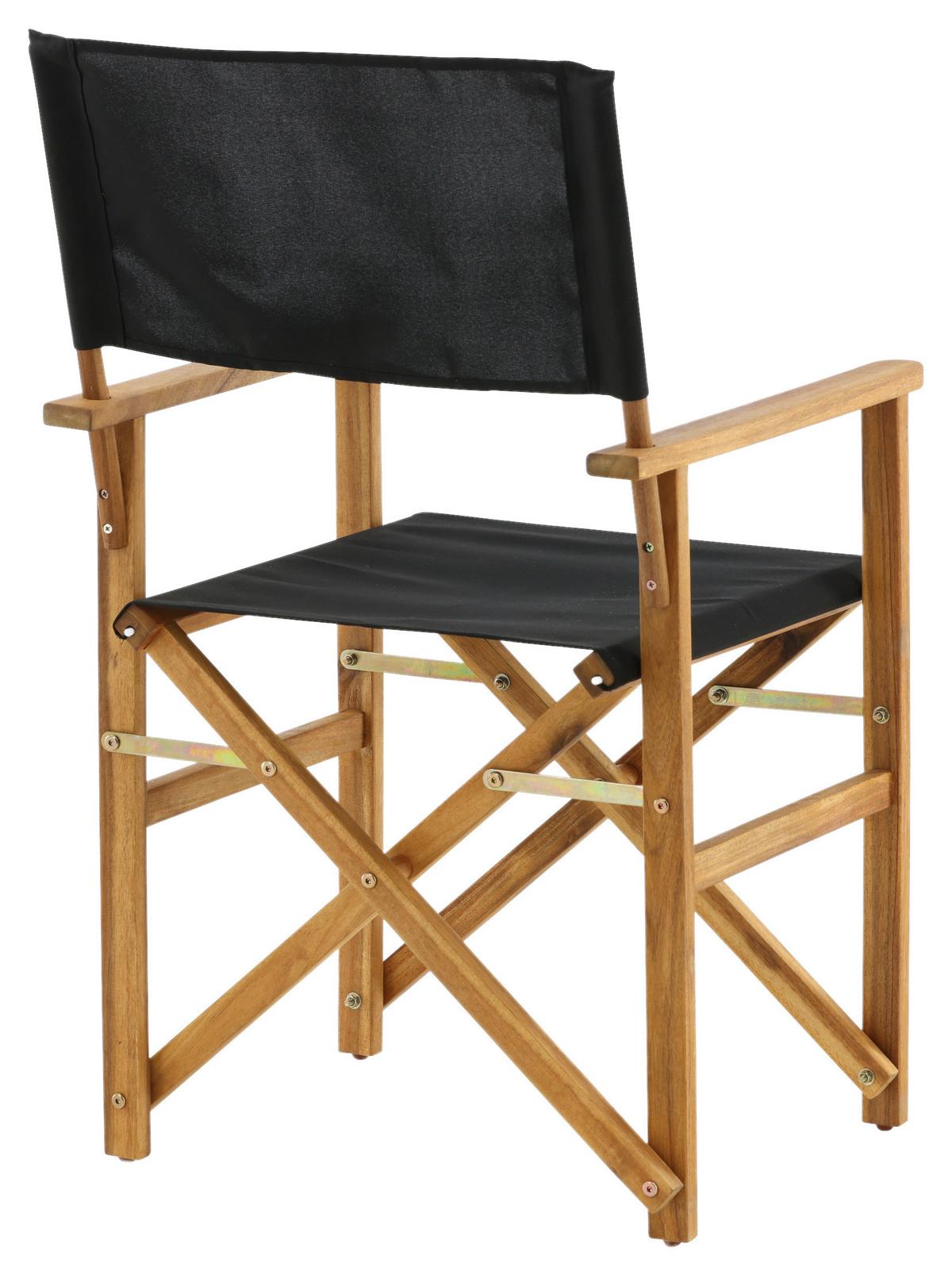 Klappstuhl Marion ca. 53x90x55 cm Akazie/Schwarz - Schwarz/Akaziefarben, KONVENTIONELL, Holz/Textil (53/90/55cm) - Gardenson
