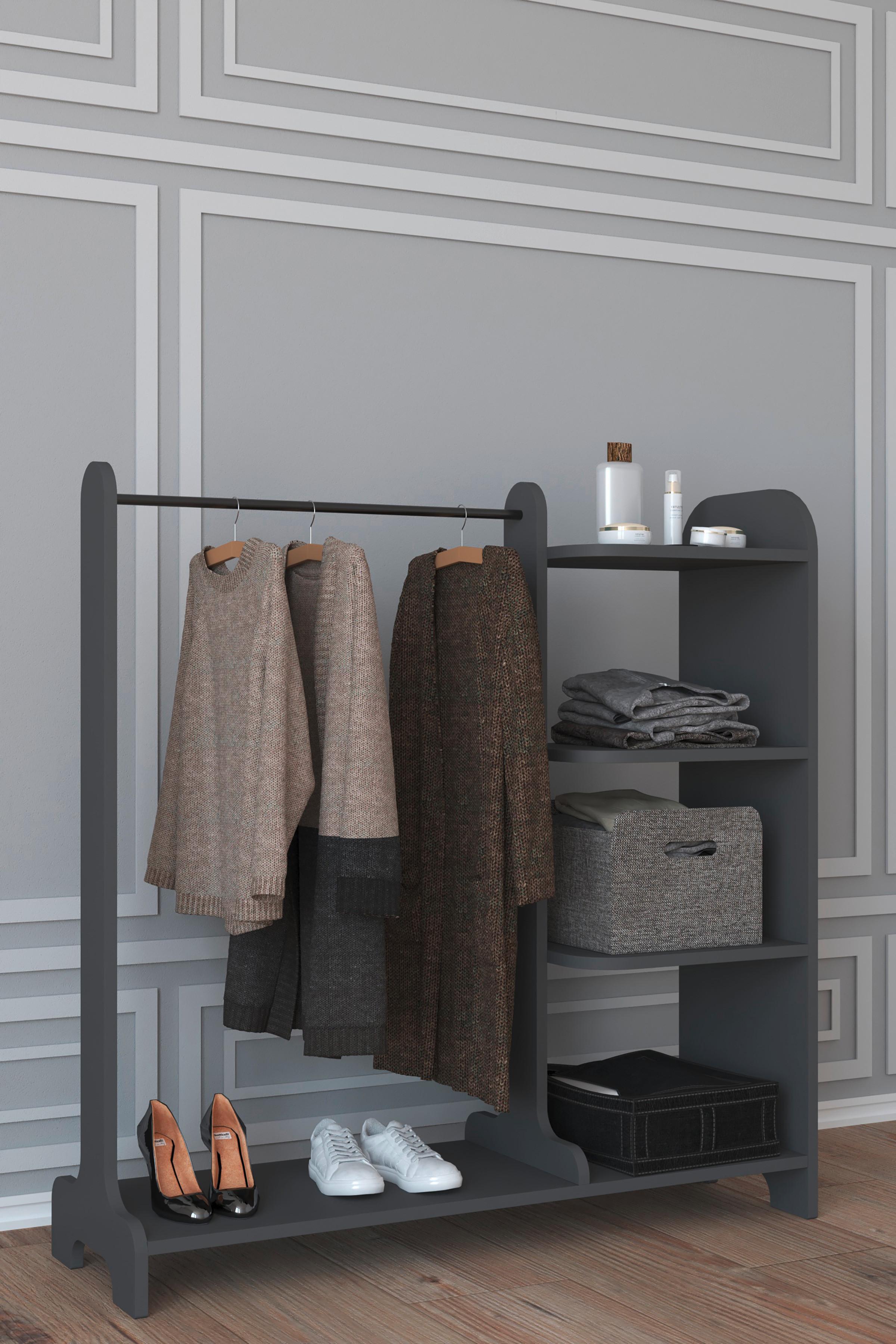 Garderobe LEMPU Anthrazit ca. 106x110x35 cm - Anthrazit, MODERN, Holzwerkstoff (106/110/35cm) - MID.YOU