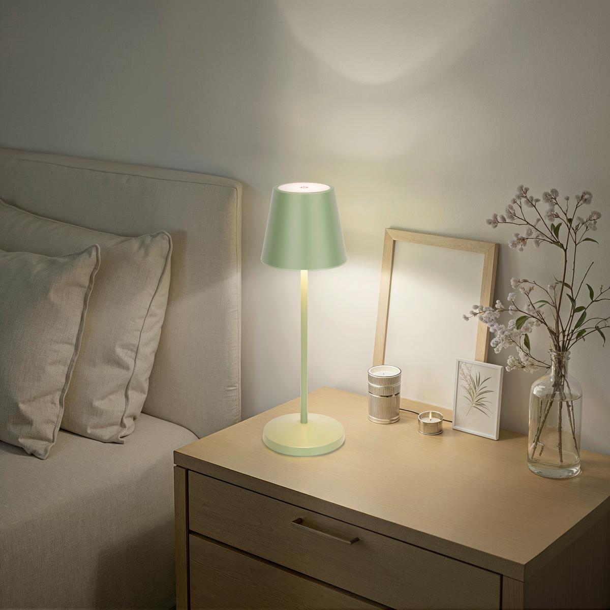 LAMPA STOŁOWA Z AKUMULATOREM DENVER *SBN* - zielony, Trend, metal (11/35cm) - Novel