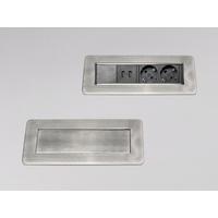 Steckdosenelement Flip - Edelstahlfarben (24,5/9,4/11,2cm) - HKT