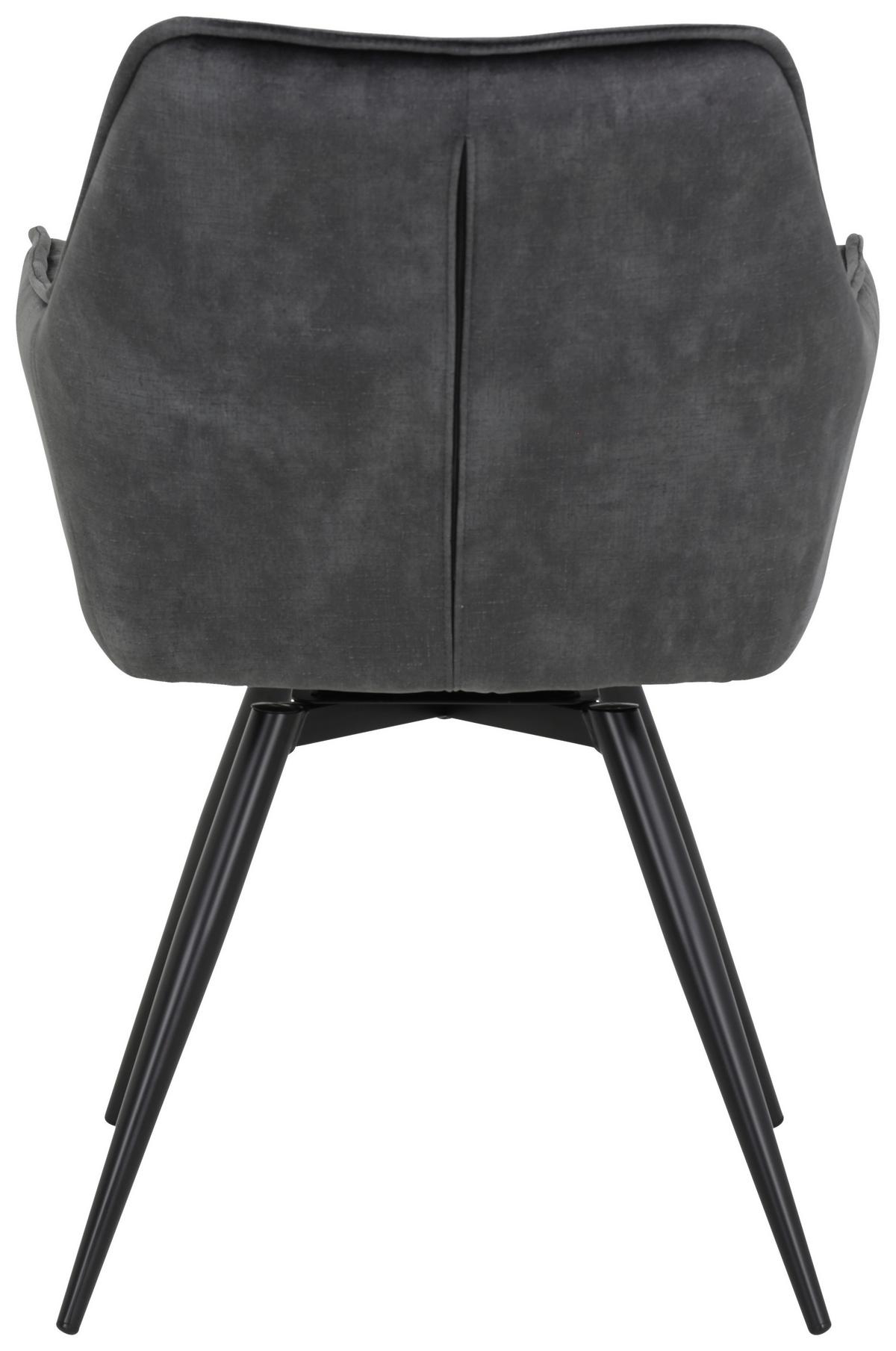 Armlehnstuhl Florentina Samt Anthrazit gepolstert 2er-Set - Anthrazit/Schwarz, MODERN, Textil/Metall (56/82/63cm) - MID.YOU