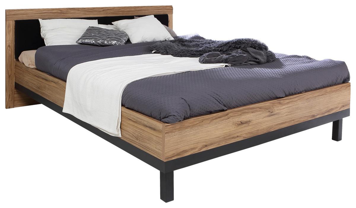 Ágykeret, Kb. 160/200cm Dalate - tölgyfa színű/fekete, Modern, faalapú anyag/fém (160/200cm)