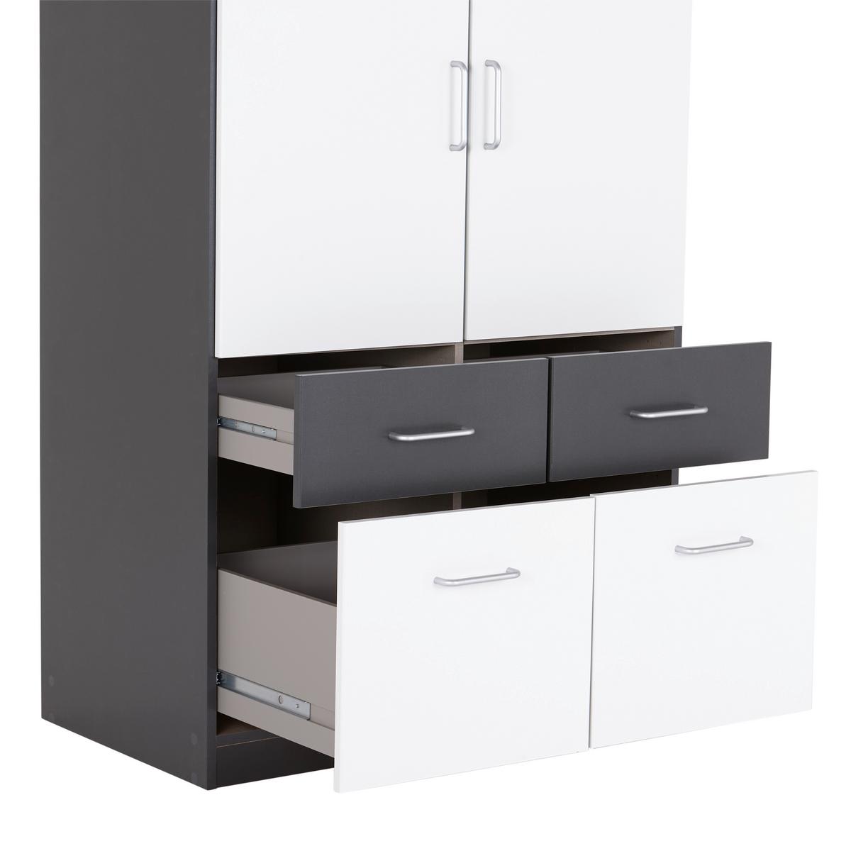 Omara Za Oblačila Aalen, Bela, Siva, Š. 91 Cm - siva/bela, Konvencionalno, umetna masa/leseni material (91/197/54cm)