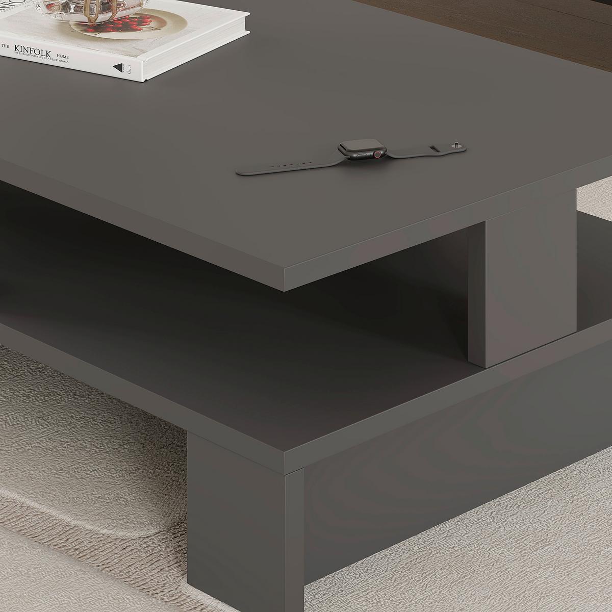 COUCHTISCH MANSU COFFEE TABLE - Anthrazit, Design, Holzwerkstoff (80/50/27,5cm) - Livetastic