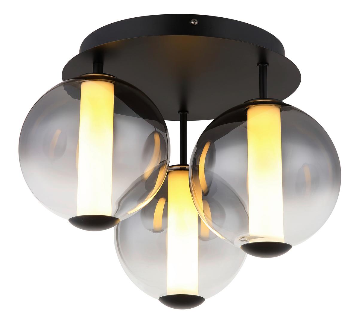 LED-DECKENLEUCHTE 15798-3D LACY - Weiss/Schwarz, Konventionell, Glas/Kunststoff (38/29,5cm) - Globo