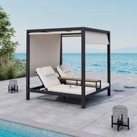 Sonneninsel Felipa Beige Metall/Outdoorstoff +Abdeckung - Dunkelgrau/Beige, MODERN, Kunststoff/Textil - Bessagi Garden