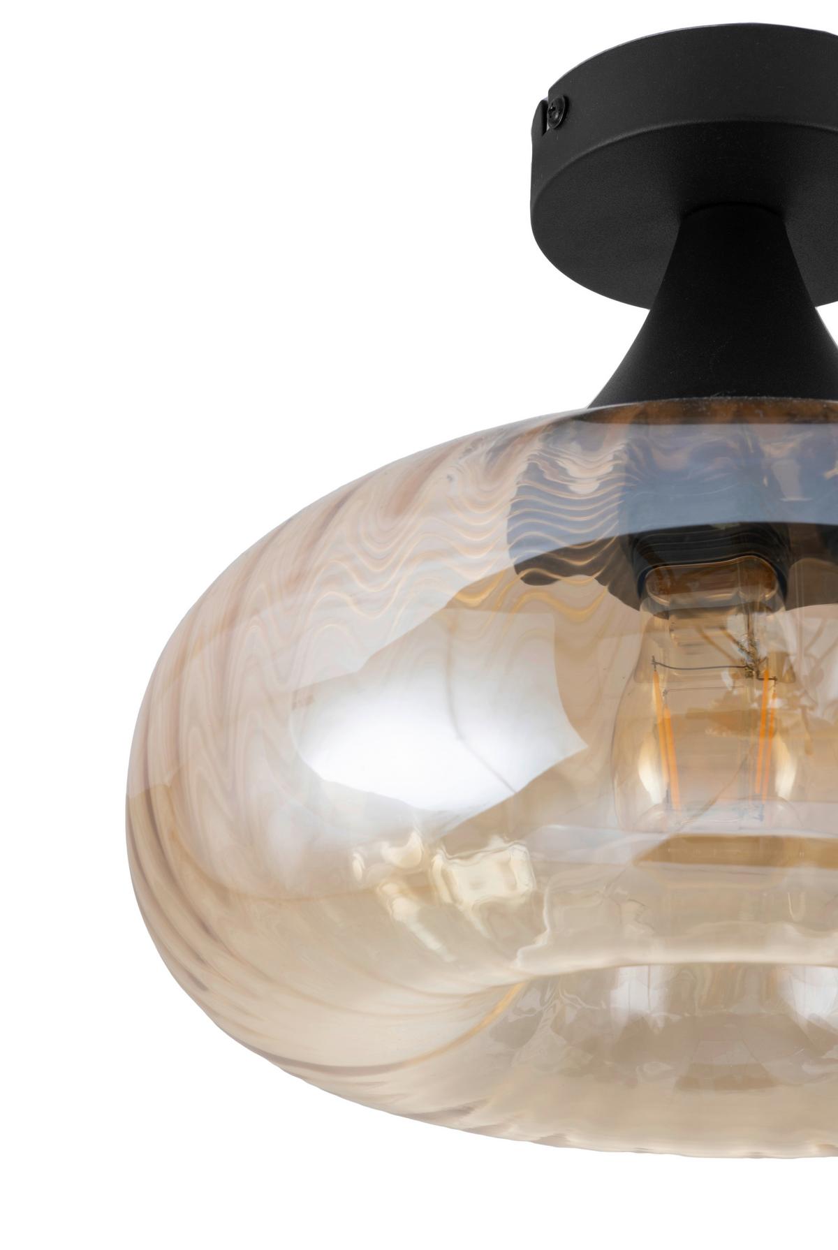 LAMPA SUFITOWA DANIELA - kolor bursztynowy/czarny, Design, metal/szkło (28/23cm) - Collet's Monde