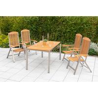 Gartentisch Keros Echtholz Akazie ca. 150x74x80cm - Silberfarben/Akaziefarben, KONVENTIONELL, Holz/Metall (150/80/74cm) - Gardenson