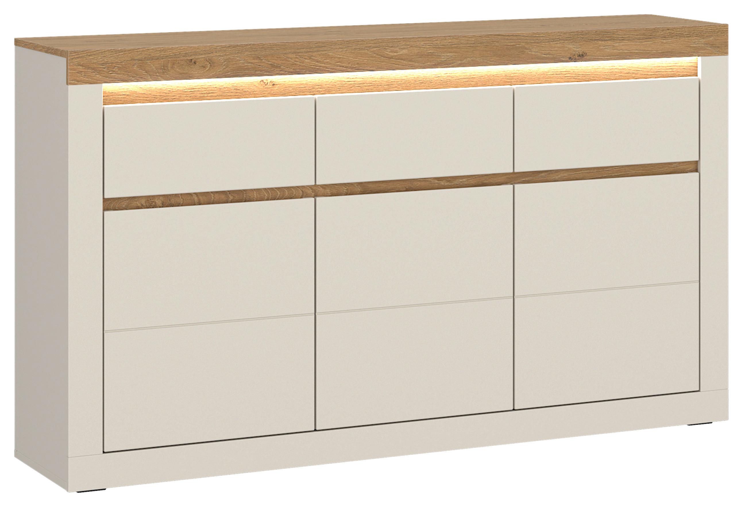 Comodă Naxxar - cașmir/culoare lemn stejar, Trend, material pe bază de lemn (149/89,3/39,6cm) - Modern Living