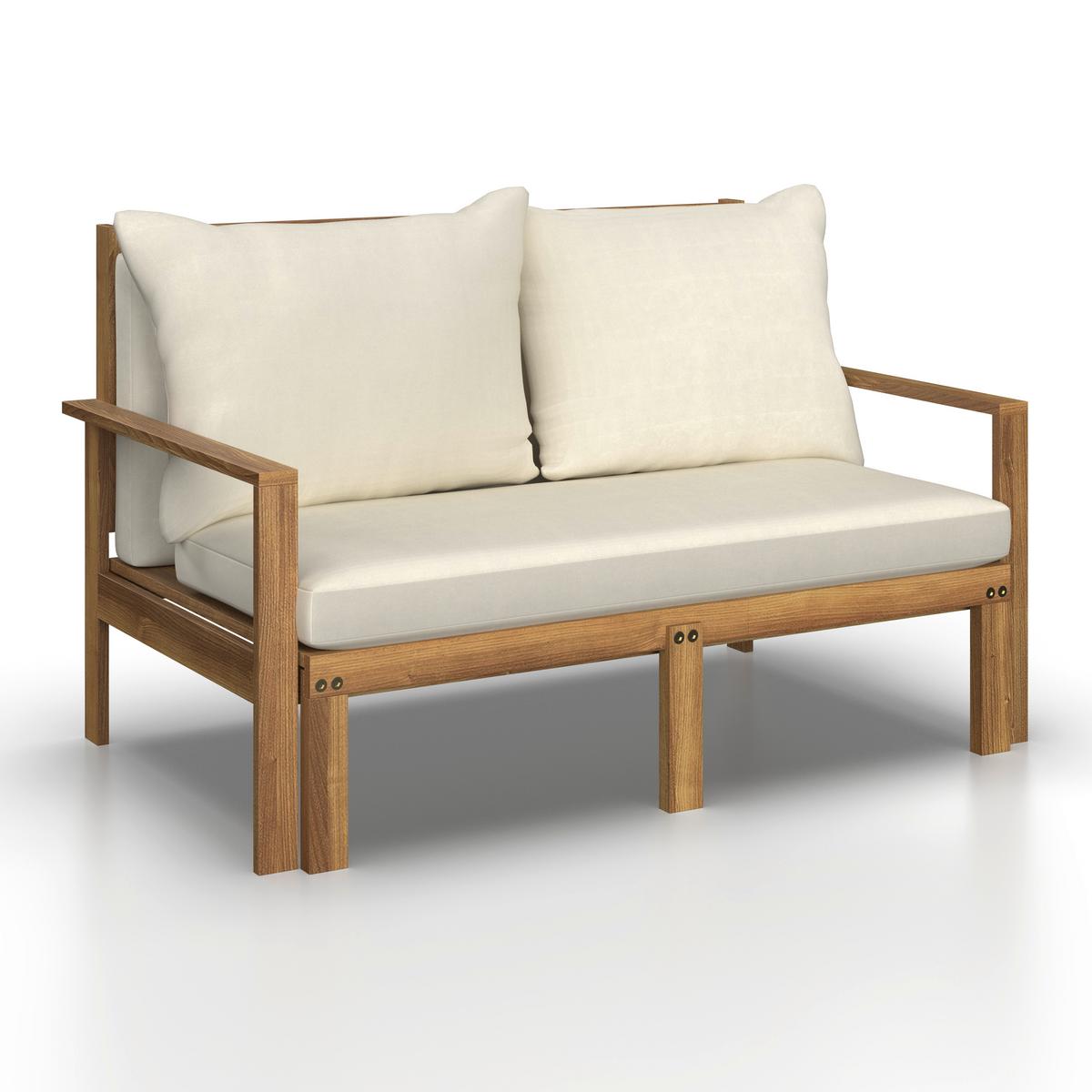 Gartenliege Pia Naturfarben Akazie/Outdoorstoff - Naturfarben, MODERN, Holz/Textil (130/75/80-130cm) - Bessagi Garden
