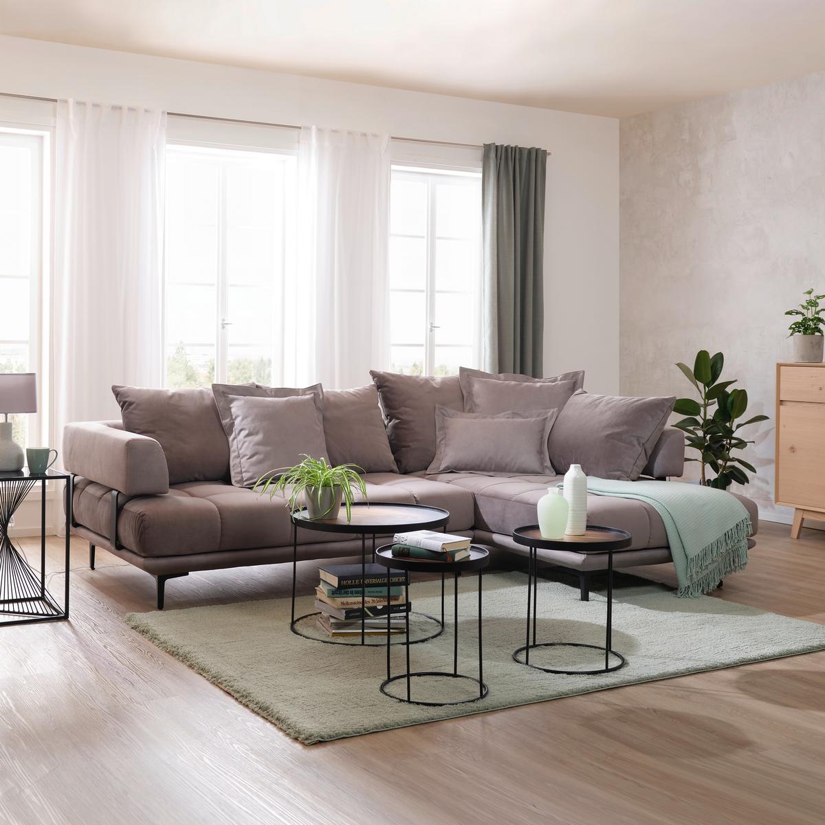 Ecksofa in Hellgrau - Dunkelgrau/Hellgrau, Modern, Textil (263/70/195cm) - Mömax