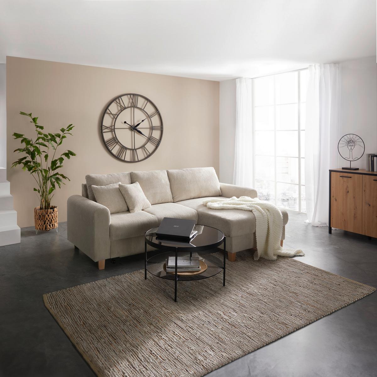 Wohnlandschaft Lille Beige - Hellbraun/Beige, MODERN, Holz/Textil (232/110/156cm) - Mömax