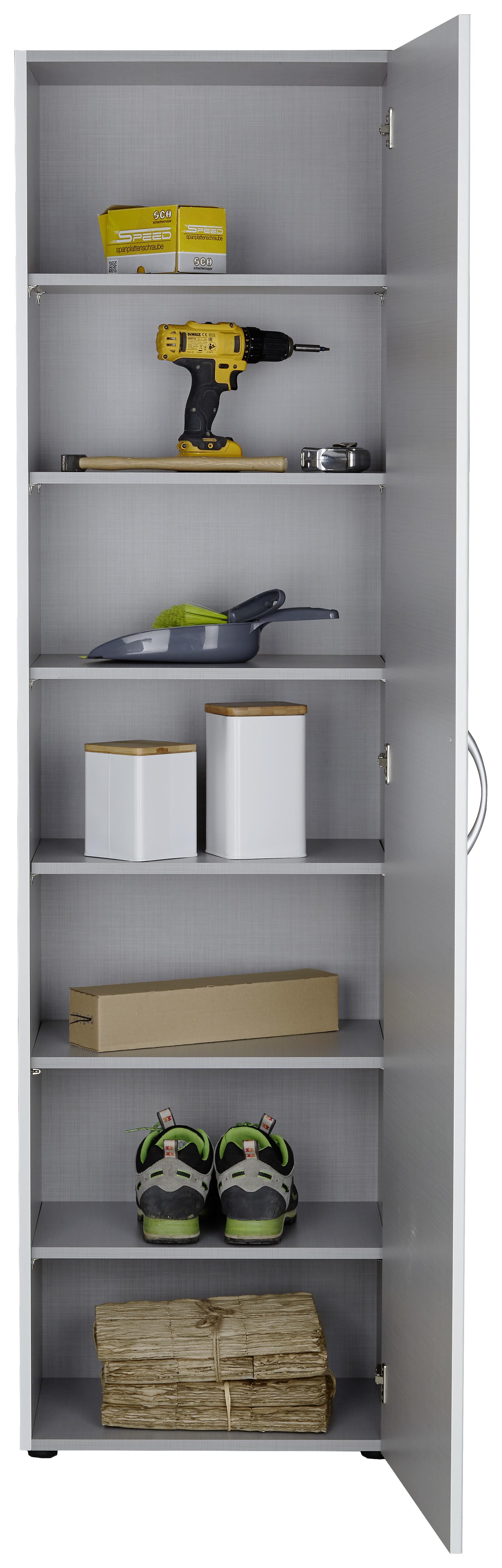 Mehrzweckschrank in Weiss - Weiss/Alufarben, Konventionell, Holzwerkstoff/Kunststoff (50/185/40cm) - Mömax