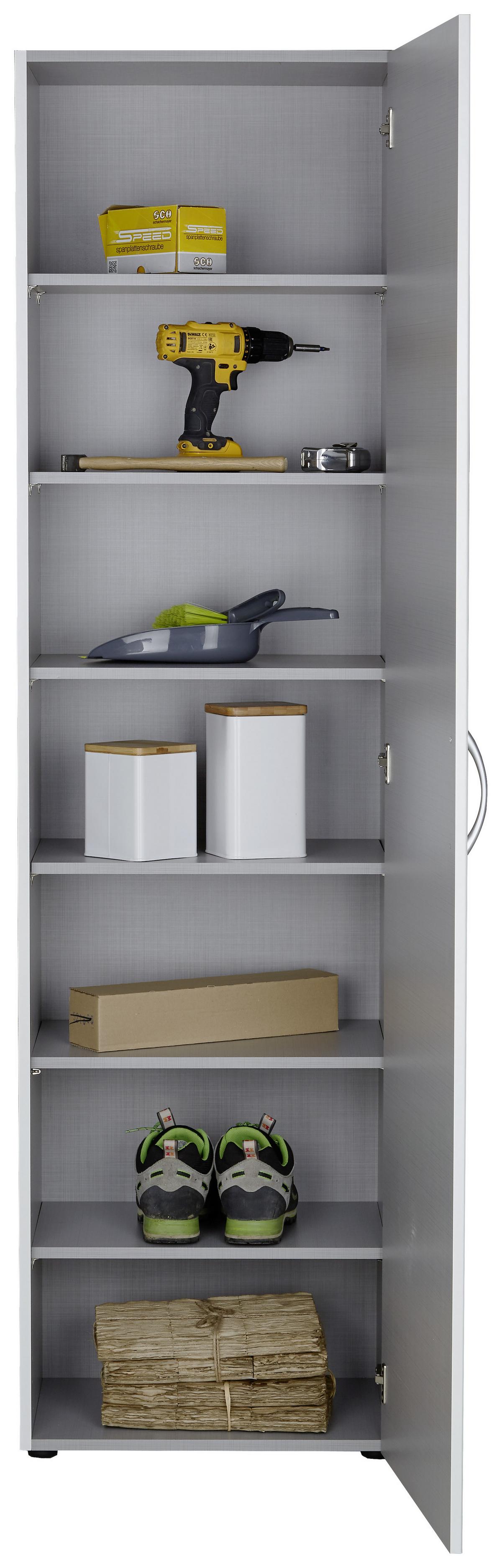 Večnamenska Omara Mrk, Bela - bela/barve aluminija, Konvencionalno, umetna masa/leseni material (50/185/40cm) - Mömax