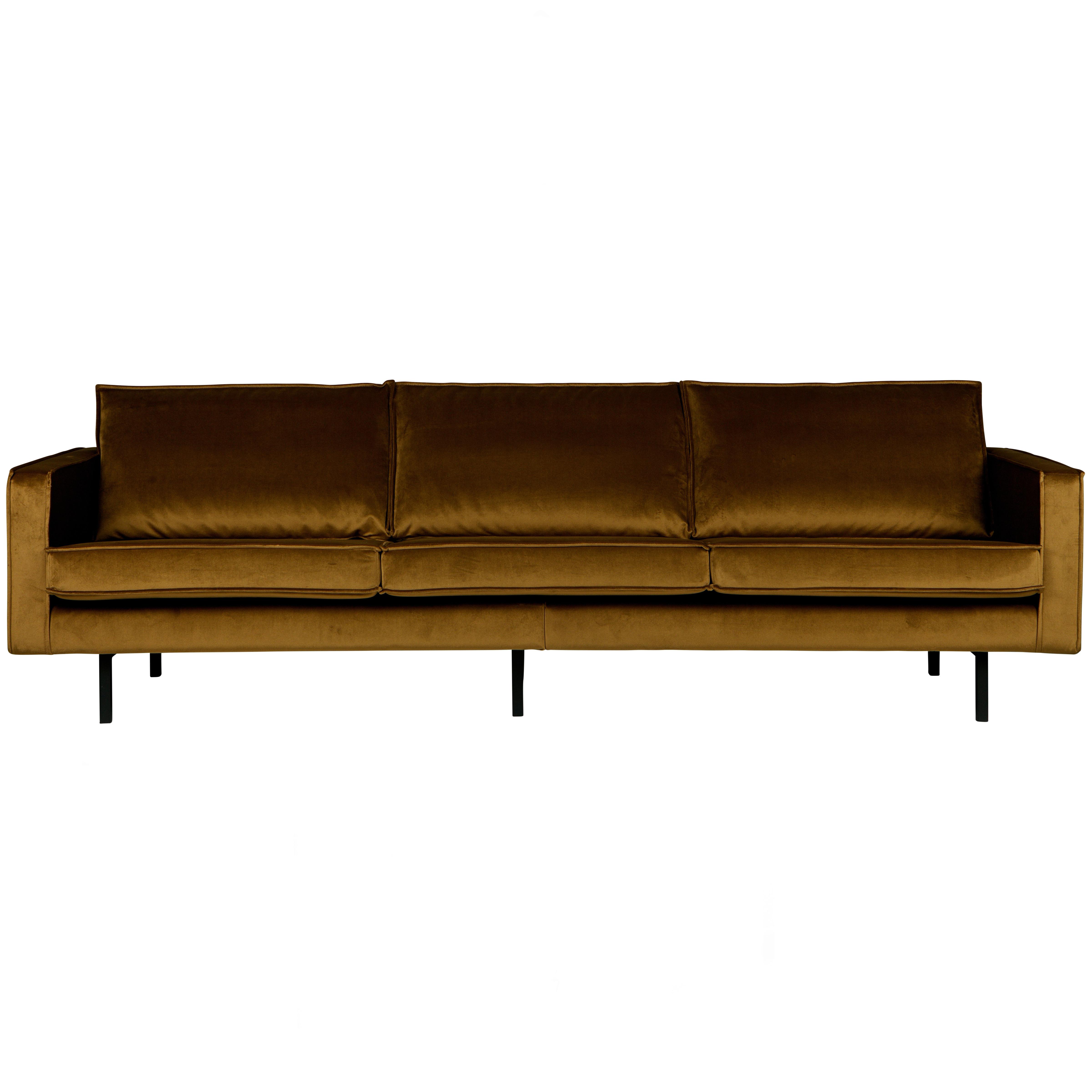 3-Sitzer Sofa Rodeo Honig B: 277cm - Schwarz/Honig, Design, Textil/Metall (277/85/86cm) - Livetastic