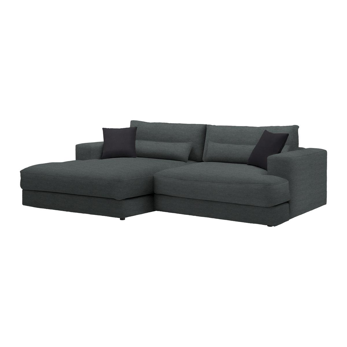 Ecksofa Fabiona links Graphitfarben - Graphitfarben/Schwarz, MODERN, Holz/Kunststoff (194/85/268cm) - Premium Living