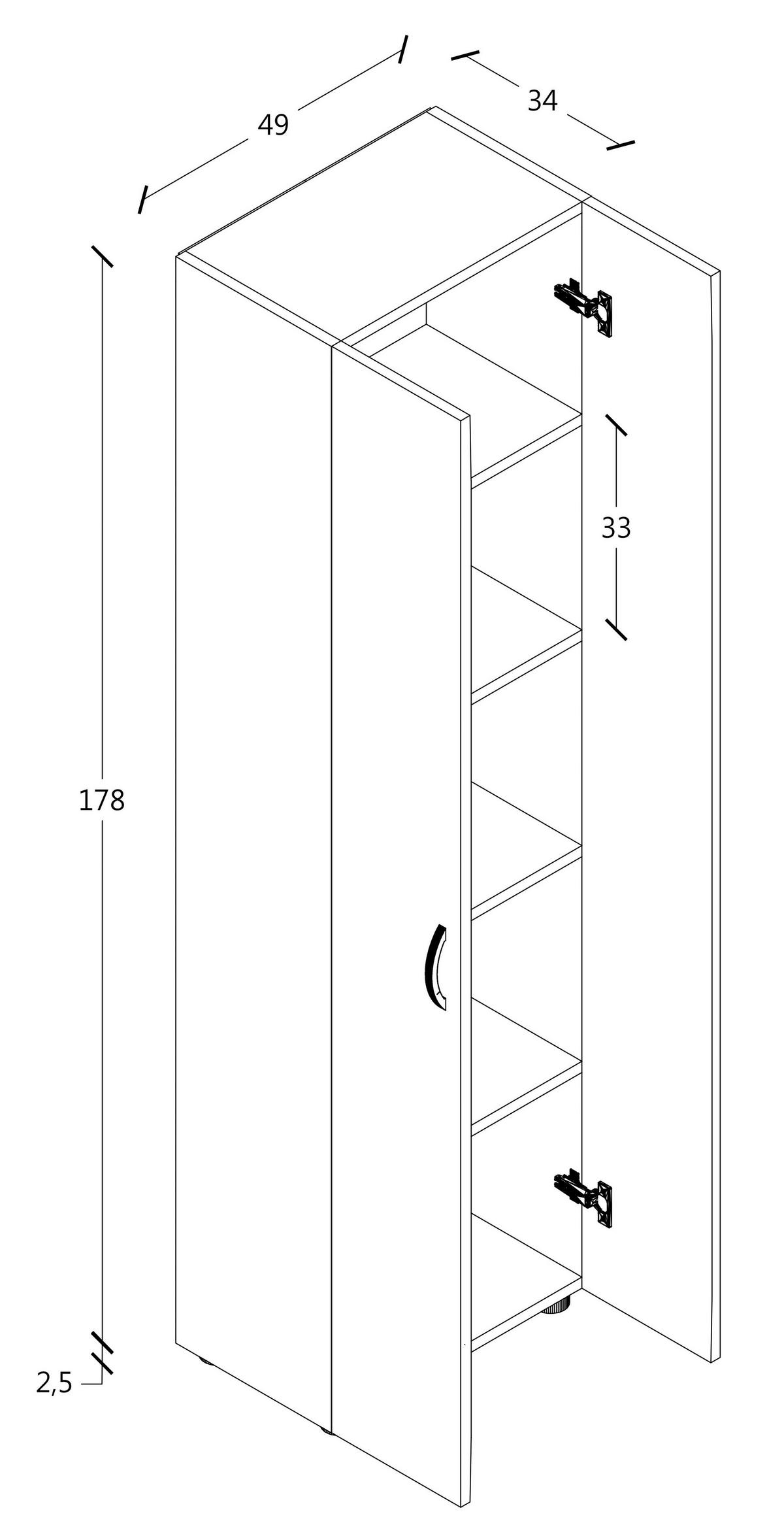 Pisarniška Omara Ulas 5, Hrast - medeni hrast, Moderno, leseni material (49/178/34cm) - MID.YOU